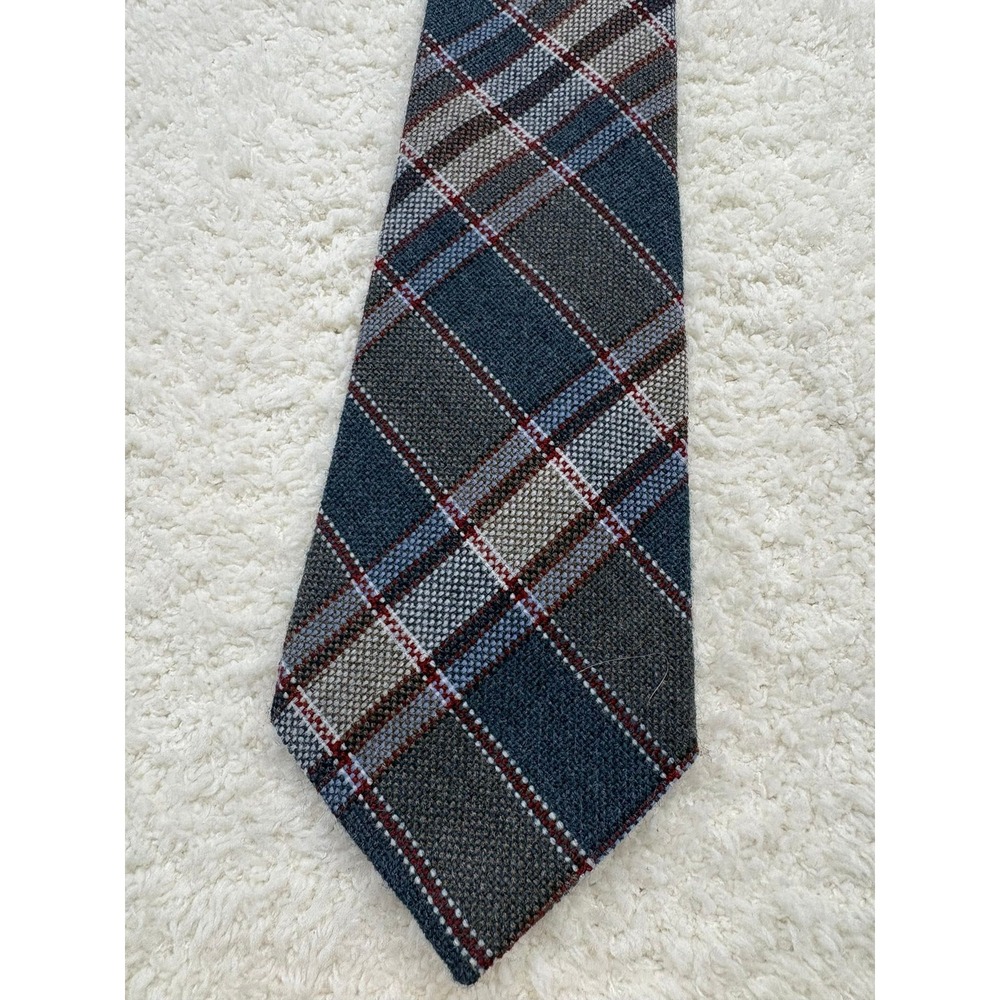 Principe Necktie Tie Mens Blue Grey Plaid Excellent Woven Acrylic Accessory